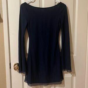 Princess Polly Blue Sheath Dress with Bell Sleeves